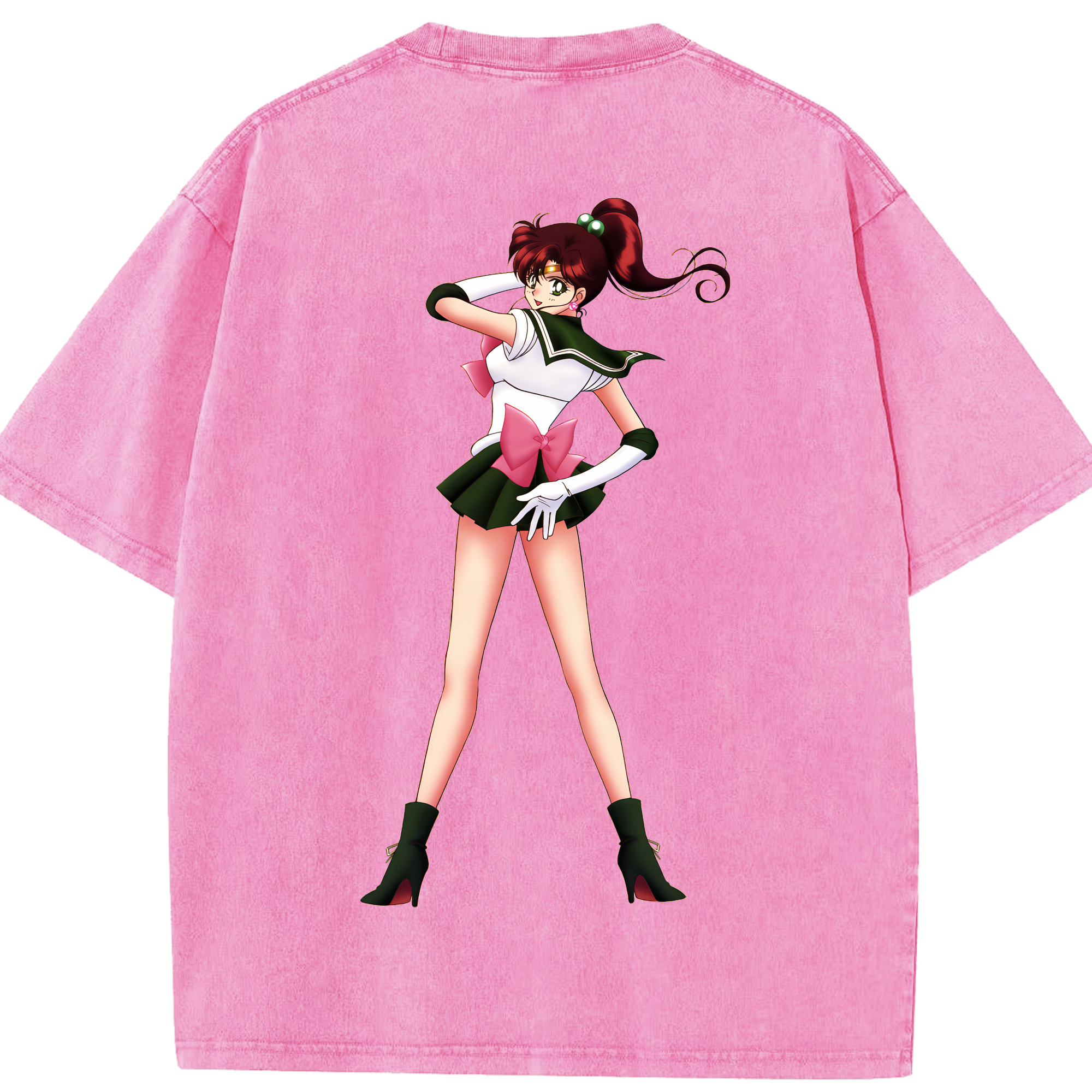 （画像用） 美少女戦士セーラームーン 木野 まこと きの まこと Sailor Moon Kino Makoto （セーラージュピター；Sailor Jupiter） 綿100% ヴィンテージ風 半袖Tシャツ（背面プリント）